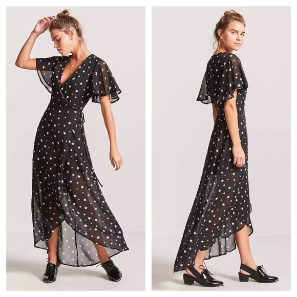 Forever 21 Dresses & Skirts - Star Printed High-Low Wrap Dress